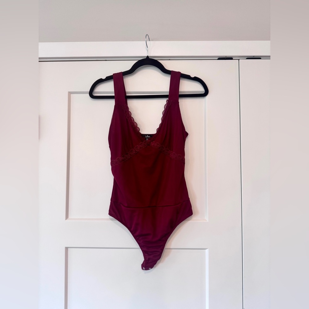Lulu's Burgundy Lace Bodysuit